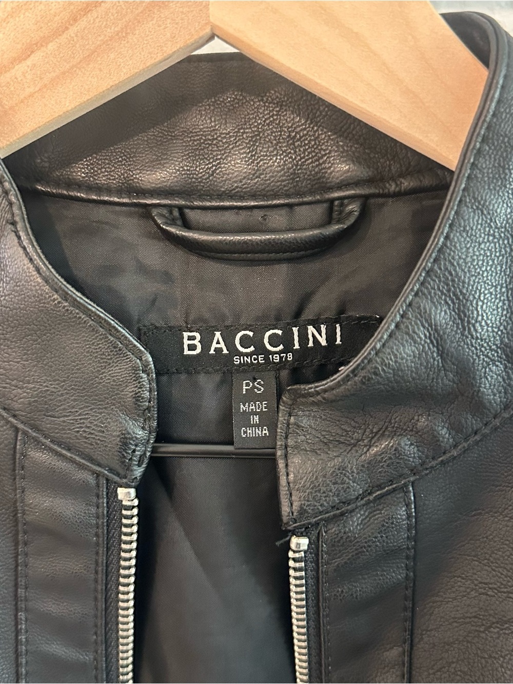 Baccini Black Faux Leather Peplum Moto Jacket Petite Small - Picture 8 of 11